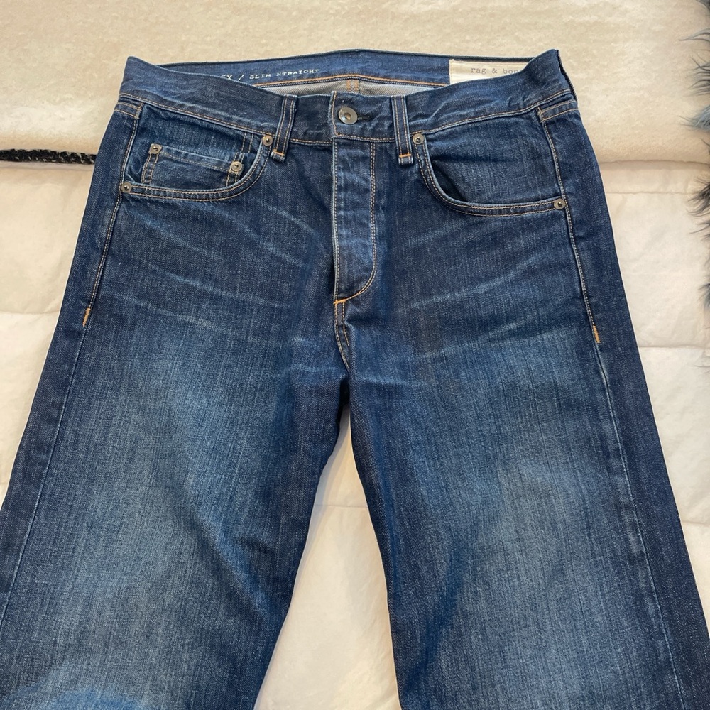 rag & bone Men's Slim Jeans in Dark Blue